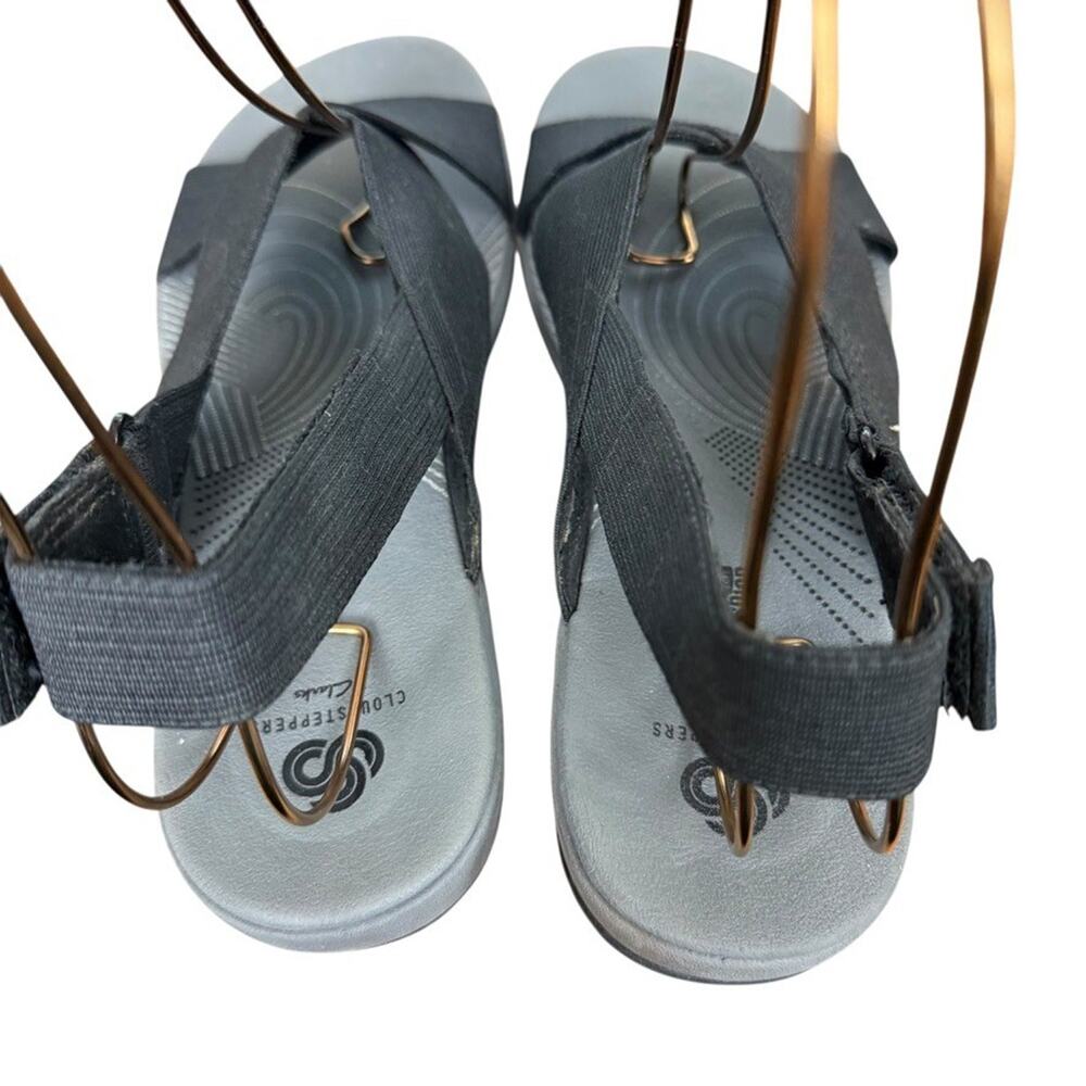 Clarks Arla Kaydin Black Slingback Wedge Sandals Wide Strap Comfort Shoes sz 10 - Picture 10 of 16